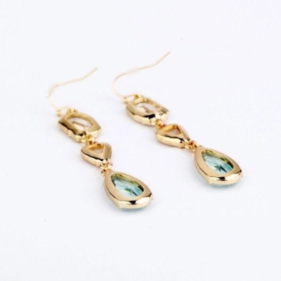 Tricolor Crystal Drop Statement Earrings - Picture 4 of 4